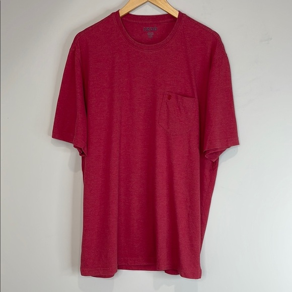 Izod Mens Short Sleeve Pocket Golf Tee Classic Fit Red Logo Crewneck Size L - Picture 10 of 10